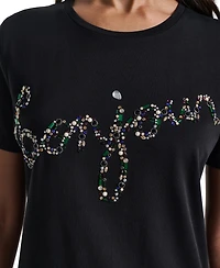 Karl Lagerfeld Paris Women's Short-Sleeve Crewneck T-Shirt