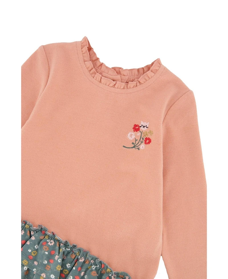 Deux par Baby Girls 12M-24M Bi Material Floral Print Dress