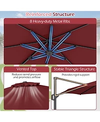 Sugift Offset Cantilever Patio Umbrella with Six-Angle Tilt and 360 Rotation