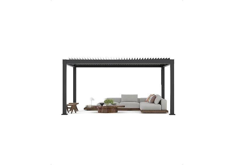 homfan All-Aluminum Louvered Pergola with Adjustable Roof and Reinforced Frame