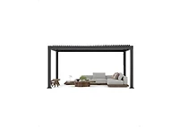 homfan All-Aluminum Louvered Pergola with Adjustable Roof and Reinforced Frame