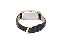 Peugeot Women's 35x18mm 14K Gold-Plated Rectangular Roman Numeral Watch with Leather Strap