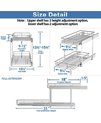 Lovmor 2 Tier Individual Pull Out Cabinet Organizer Slide Kitchen Storage Sliding Shelves
