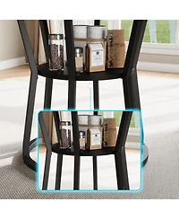 homfan 47 Inch Farmhouse Round Dining Table, Wood Kitchen Table with 2-Tier Storage Shelf for or Living Room