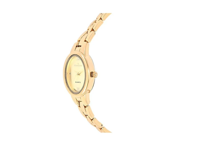 Peugeot Women's 14K Gold-Plated 30x25mm Oval Dial Link Bracelet Watch