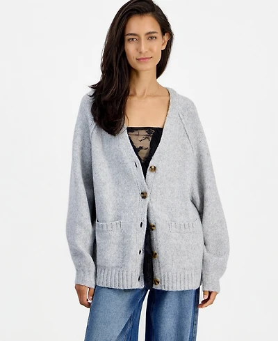 And Now This Women's Slouchy Ribbed-Knit Button-Up Cardigan, Macy's Exclusive