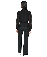 Dkny Women's Tie-Neck Long-Sleeve Blouse with Cami Top