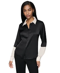 Dkny Women's Color Blocked Long-Sleeve Blouse