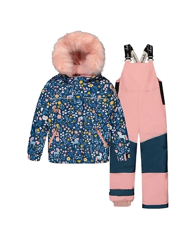 Deux par Little and Big Girl (6-8) Two Piece Discover Snowsuit Print