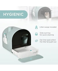 Ruie Fully Enclosed Cat Litter Box with Lid Drawer Scoop and Mat