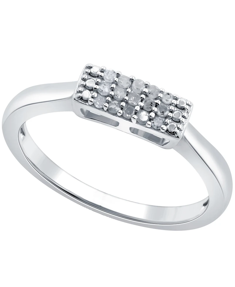 Diamond Mini Rectangular Cluster Ring (1/10 ct. t.w.) Sterling Silver