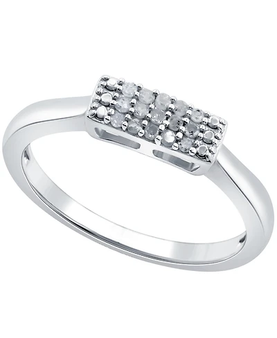 Diamond Mini Rectangular Cluster Ring (1/10 ct. t.w.) Sterling Silver