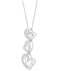 Marsala Diamond Triple Heart 18" Pendant Necklace (1/4 ct. t.w.) in Sterling Silver