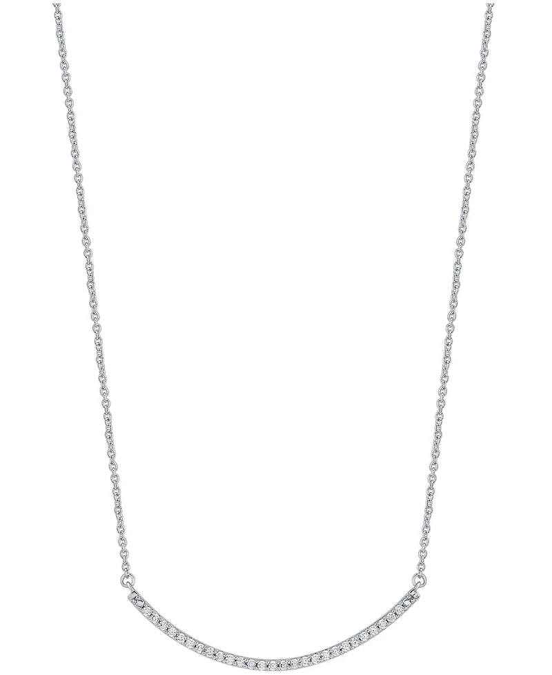 Marsala Diamond Curved Bar 16" Collar Necklace (1/4 ct. t.w.) in Sterling Silver
