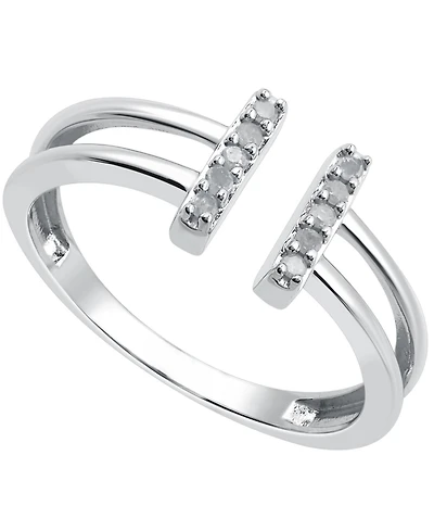 Diamond Double Bar Cuff Ring (1/10 ct. t.w.) Sterling Silver
