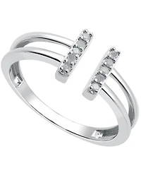 Diamond Double Bar Cuff Ring (1/10 ct. t.w.) Sterling Silver