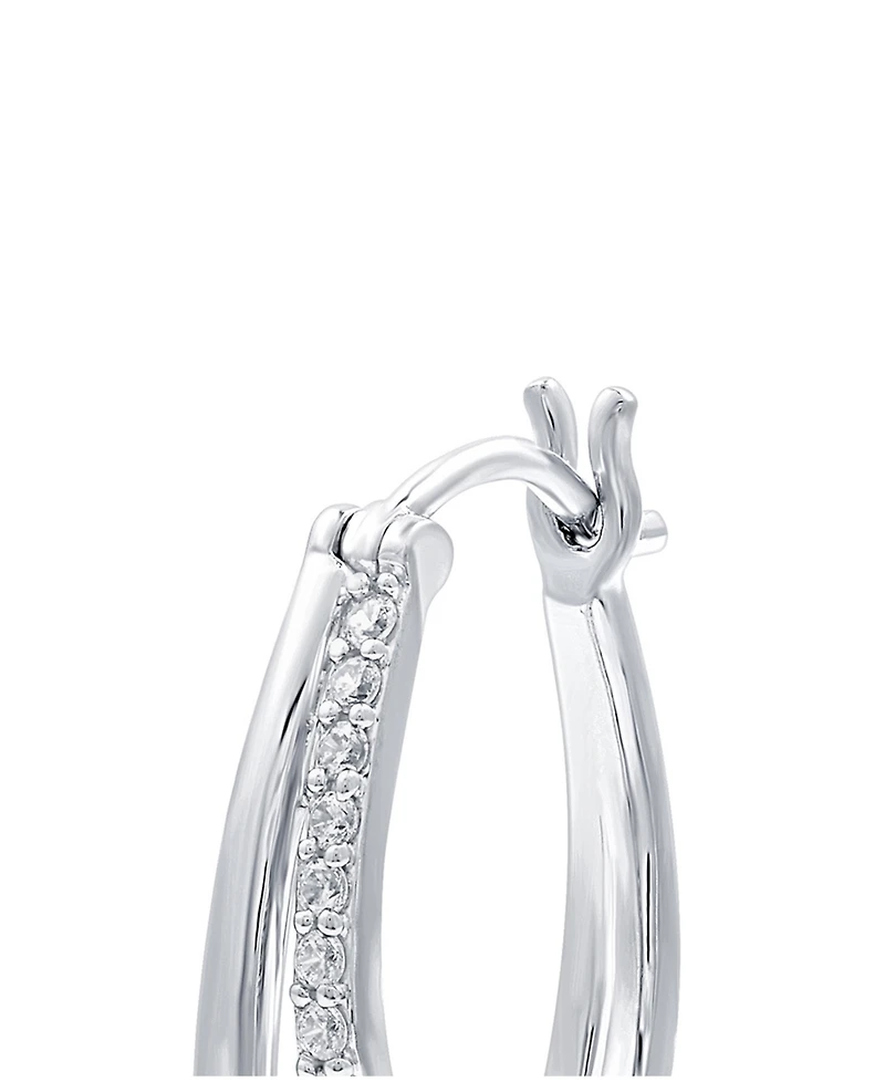 Diamond & Polished Double Oval Hoop Earrings (1/4 ct. t.w.) in Sterling Silver
