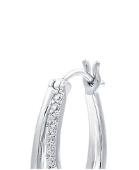 Diamond & Polished Double Oval Hoop Earrings (1/4 ct. t.w.) in Sterling Silver