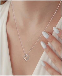 Diamond Heart & Cross 18" Pendant Necklace (1/10 ct. t.w.) Sterling Silver or 14k Gold-Plate