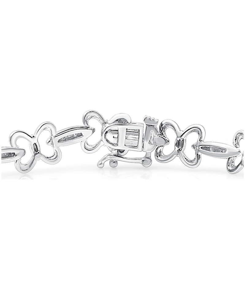 Diamond Butterfly Link Bracelet (1/6 ct. t.w.) in Sterling Silver