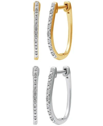 2-Pc. Set Diamond Hoop Earrings (1/6 ct. t.w.) in Sterling Silver & 14k Gold-Plated Sterling Silver