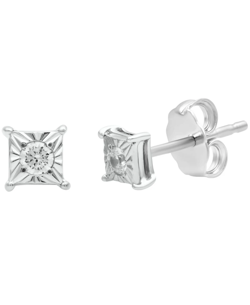Diamond Round and Square Stud Earring Set ( 1/6 ct. t.w.) in sterling silver