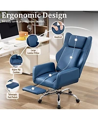 Dyhome Pu Leather Cross-legged Office Chair, Criss Cross Executive Desk Chair with Flip-up Arms