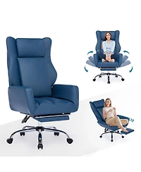 Dyhome Pu Leather Cross-legged Office Chair, Criss Cross Executive Desk Chair with Flip-up Arms