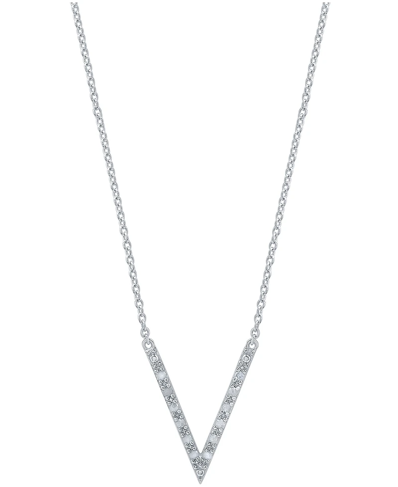 Diamond "V" Necklace (1/10 ct. t.w.) in Sterling Silver