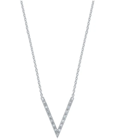 Diamond "V" Necklace (1/10 ct. t.w.) in Sterling Silver