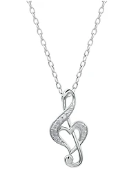 Diamond Treble Clef Heart Pendant Necklace in Sterling Silver (1/10 ct. t.w.)