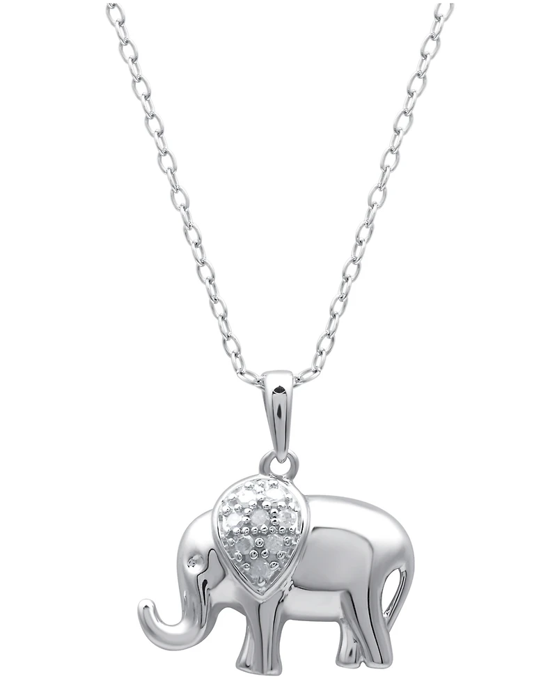 Diamond Elephant 18" Pendant Necklace in Sterling Silver (1/10 ct. t.w.)