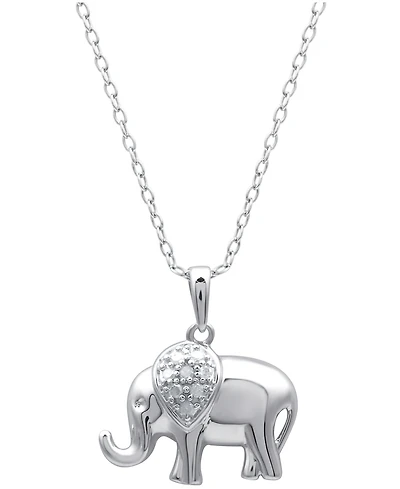 Diamond Elephant 18" Pendant Necklace in Sterling Silver (1/10 ct. t.w.)