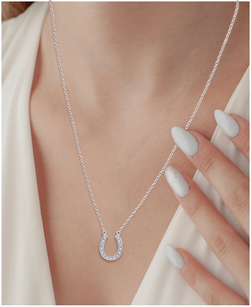 Diamond Horseshoe Pendant Necklace in Sterling Silver (1/10 ct. t.w.)