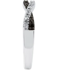 Black and White Diamond Weave Ring Sterling Silver (1/10 ct. t.w.)