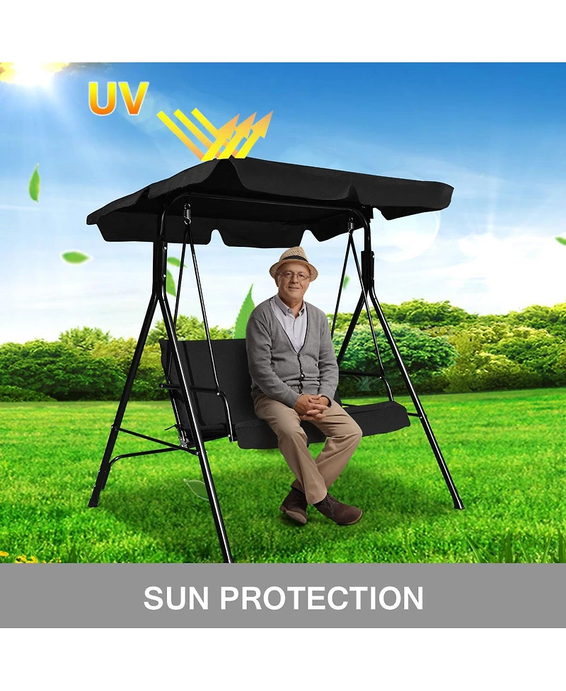 Costway Loveseat Patio Canopy Swing Glider Hammock Cushioned Steel Frame Outdoor
