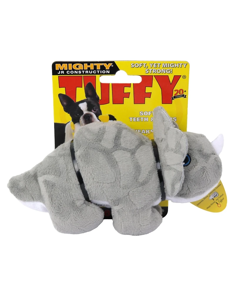Mighty Jr Dinosaur Triceratops, Durable Plush Squeaky Dog Toy