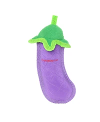 Tuffy Funny Food Eggplant, Durable Plush Squeaky Dog Toy