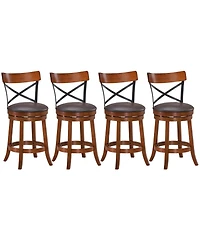 Costway Set of 4 Bar Stools Swivel 25'' Dining Bar Chairs with Rubber Wood Legs