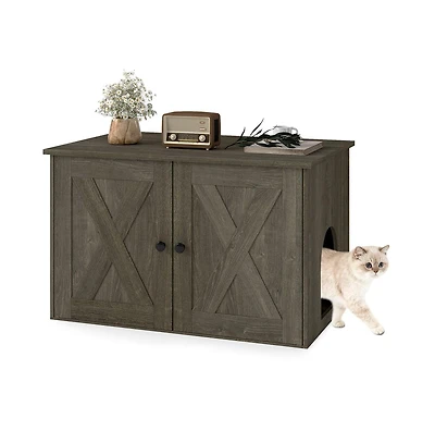 Ruie Hidden Cat Litter Box Enclosure End Table with Removable Divider