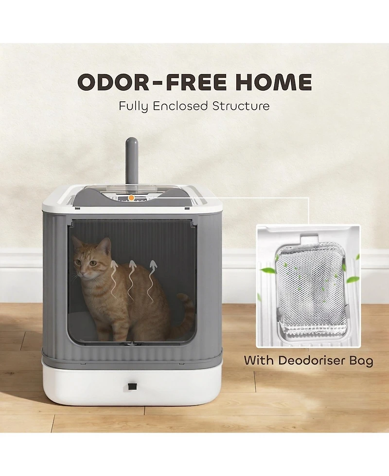 Ruie Enclosed Cat Litter Box with Front Entry Top Exit and Drawer