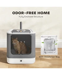 Ruie Enclosed Cat Litter Box with Front Entry Top Exit and Drawer