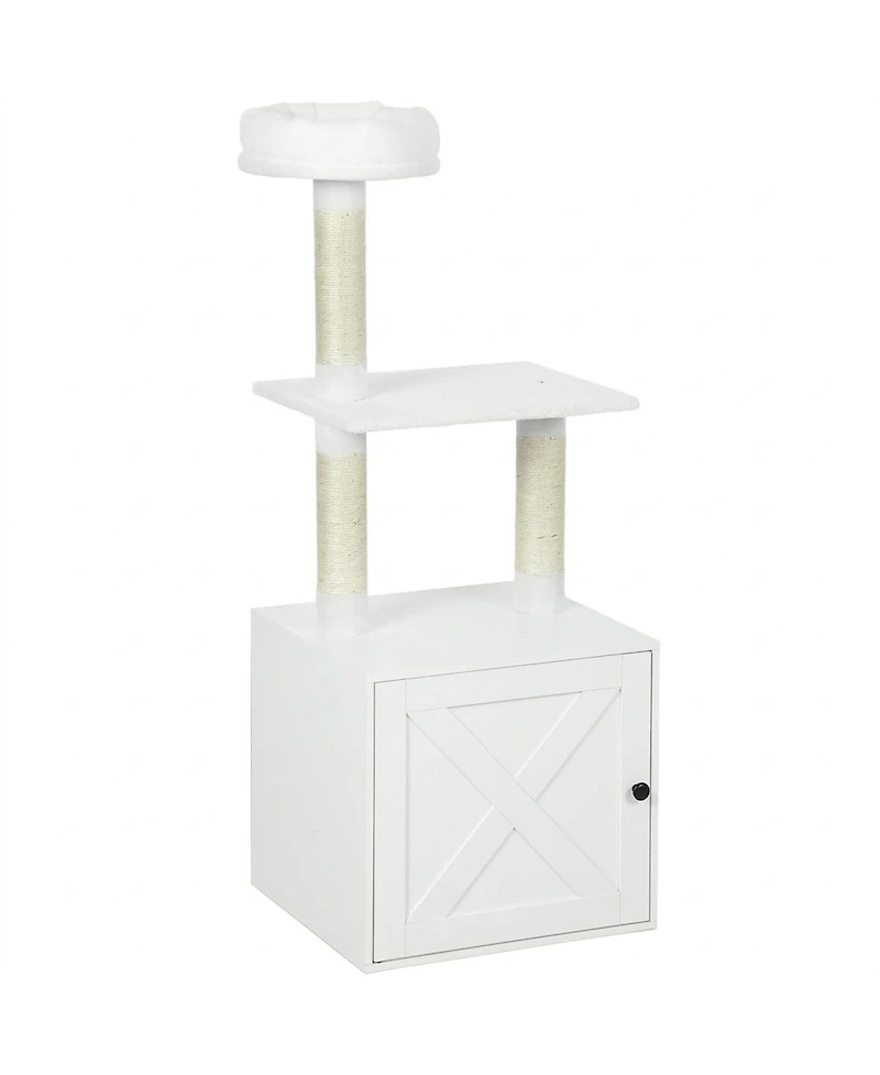 Ruie Cat Tree with Litter Box Enclosure Scratching Posts and Bed