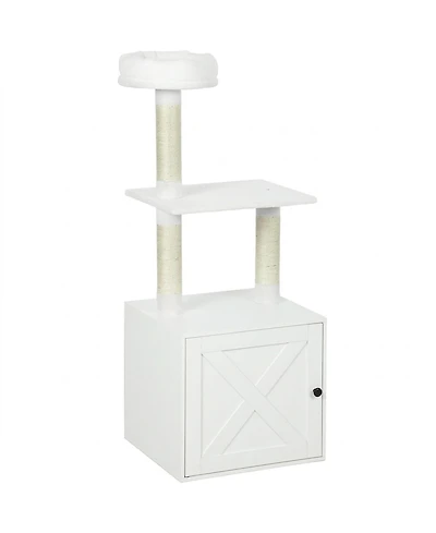 Ruie Cat Tree with Litter Box Enclosure Scratching Posts and Bed