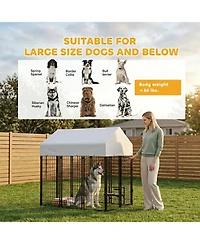 Ruie Outdoor Dog Kennel Welded Wire Dog Playpen with Roof Cover