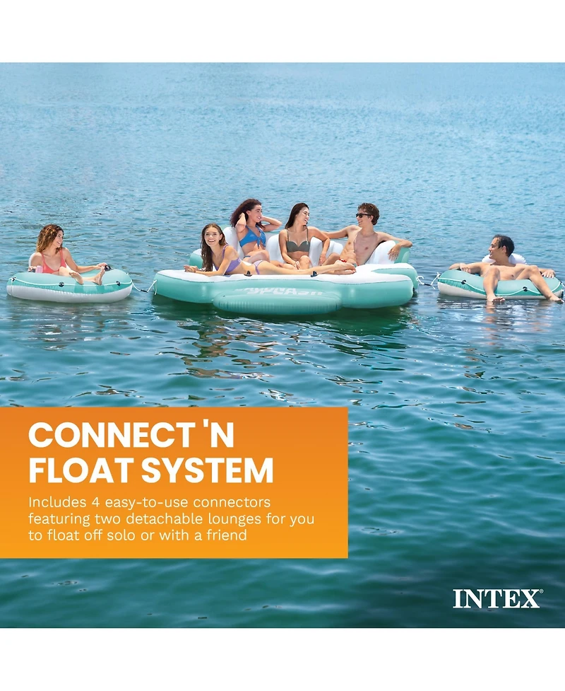 Intex Laguna Splash Island Floating Water Raft with 2 Detachable Lounge Tubes