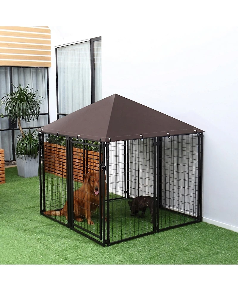 Ruie Heavy Duty Outdoor Dog Kennel Welded Wire Dog Run with Waterproof Roof