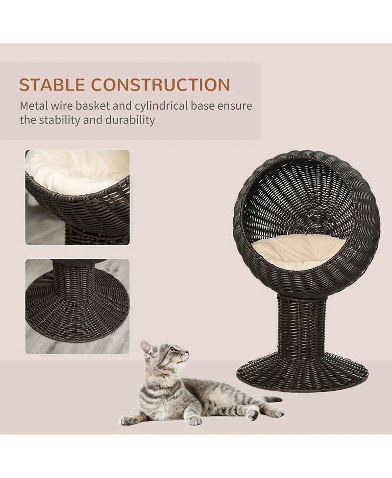 Ruie Elevated Cat Bed with Rotatable Egg Chair Pod and Thick Cushion