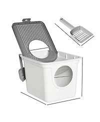 Ruie Covered Cat Litter Box with Front Entrance Top Exit and Scoop