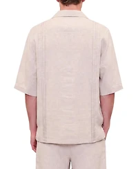 Pcfg Men's Daydreamers Short Sleeve Linen Shirt With Stitch Detail